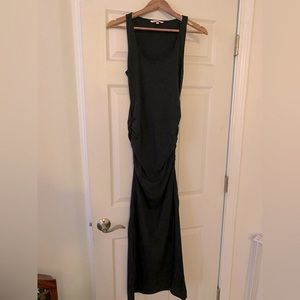 Charcoal gray, body con ruched dress